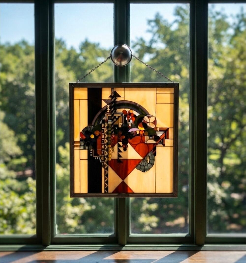 Frank Lloyd Wright Stained Glass Sun Catcher May Basket/Fruit Bowl- 12”x12”